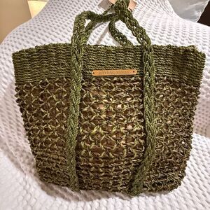 Bayong Anicia Green Woven Straw Tote Bag